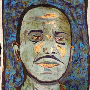 “William,” hand-embroidered batik, by Carolyn Harper, whose work will be exhibited at Greeley’s Tointon Gallery from September 6 through October 18